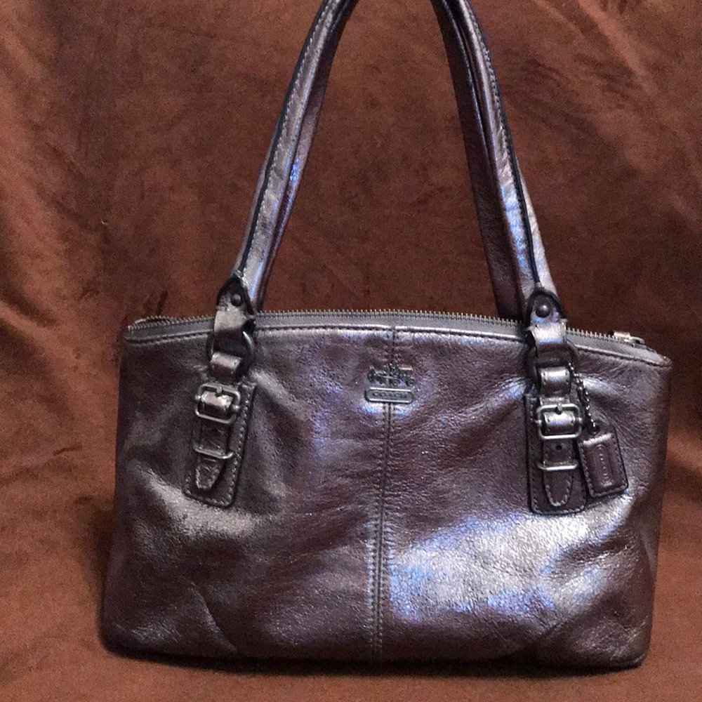 Genuine Coach metallic leather mini bag